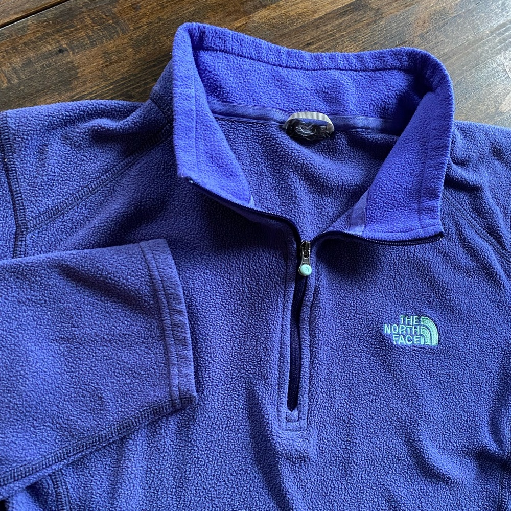 The North Face Jacket Youth Girls XL Purple Fleece Polartec 1/4 Zip Pullover - Picture 1 of 7